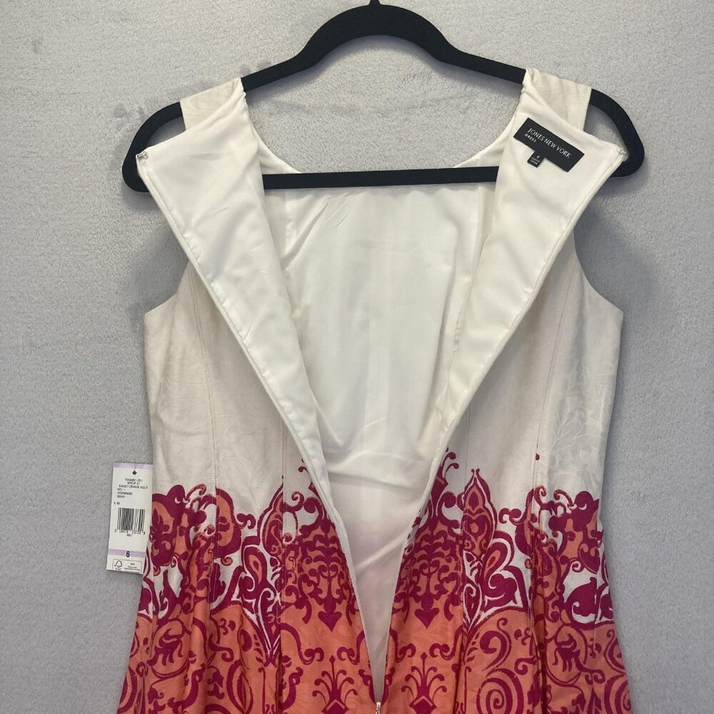 NWT A-Line Paisley Dress Womens 6 Red Pink White Sleeveless Holiday Feminine - Picture 11 of 14